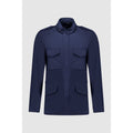 Autore Navy Blue Cotton Full-Length Jacket