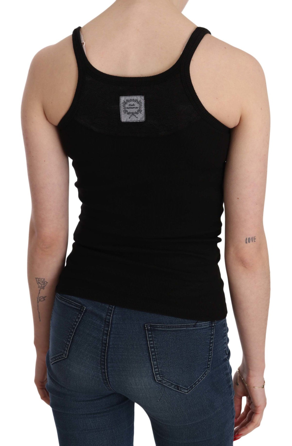 PINK MEMORIES Black Sleeveless Spaghetti Strap Blouse
