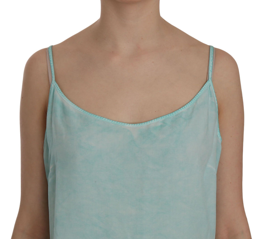 Ermanno Scervino Blue Sleeveless Spaghetti Dress Blouse