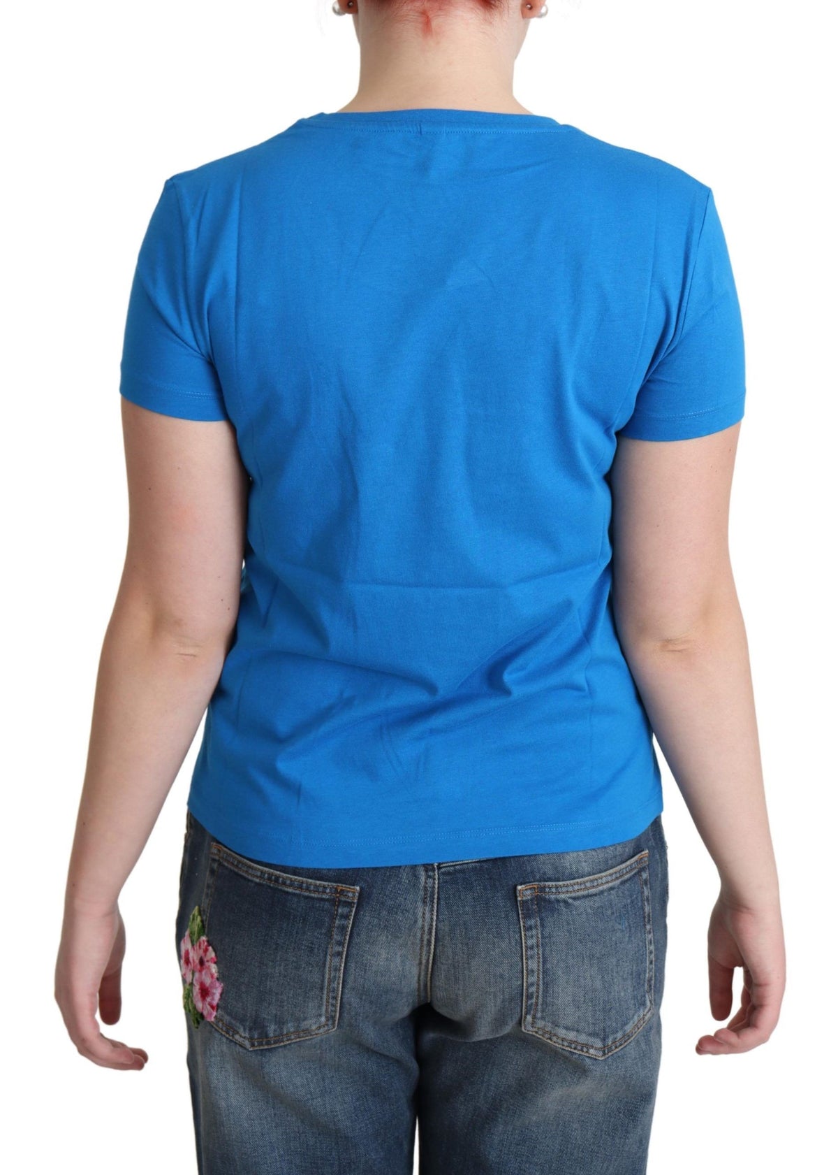 Moschino Blue Cotton Come Play 4 Us Print T-shirt