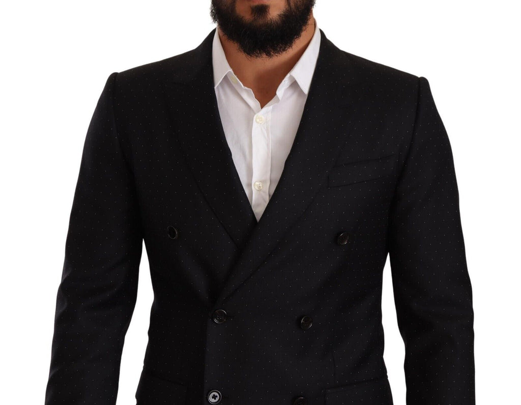 Dolce & Gabbana Dark Gray Dotted Double Breasted MARTINI Jacket