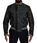 Dolce & Gabbana Dark Gray Houndstooth Polyester Bomber Jacket