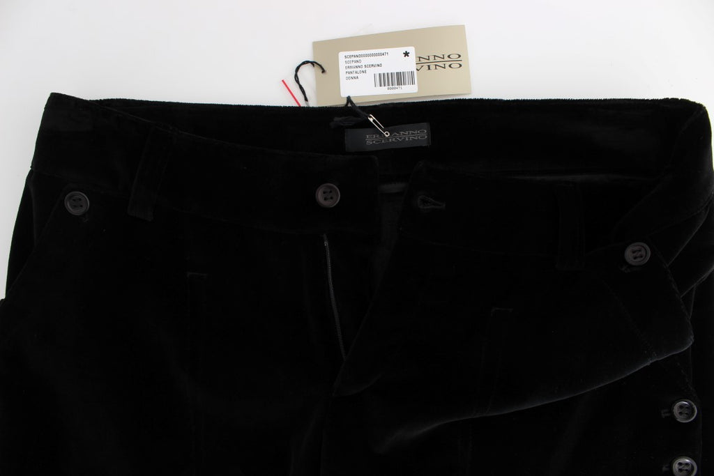 Ermanno Scervino Black Velvet Cotton Straight Legs Pants