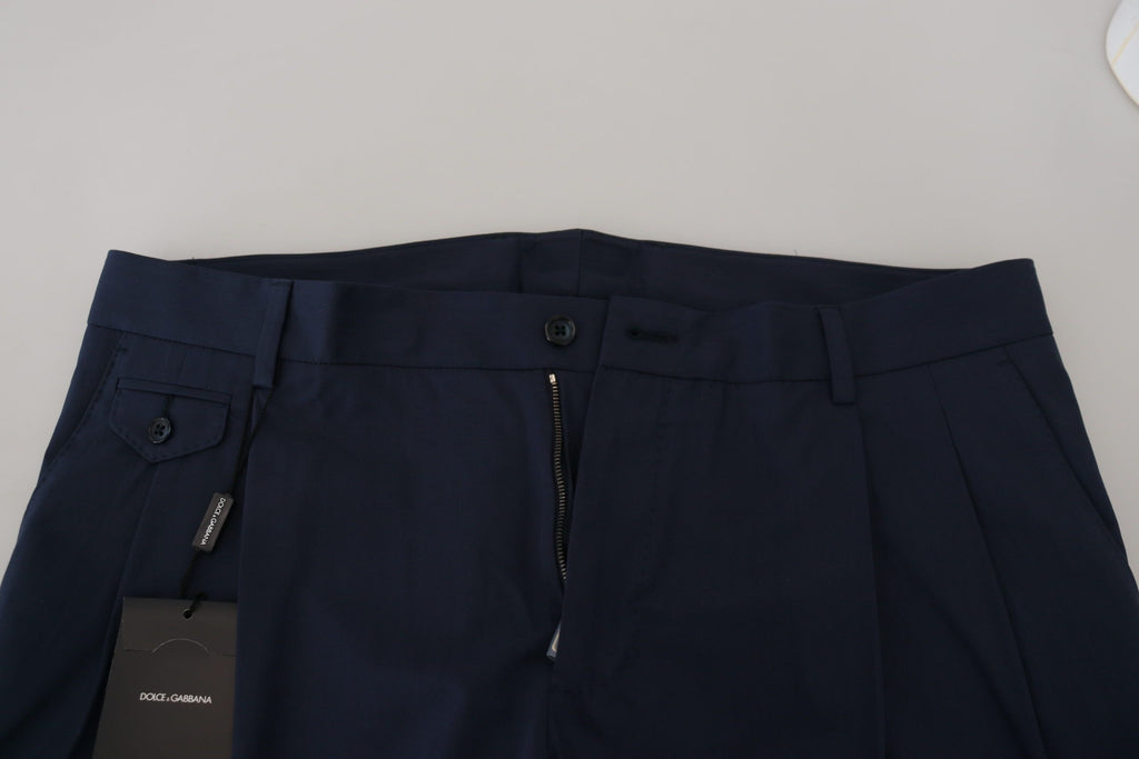 Dolce & Gabbana Blue Cotton Slim Trousers Chinos Pants