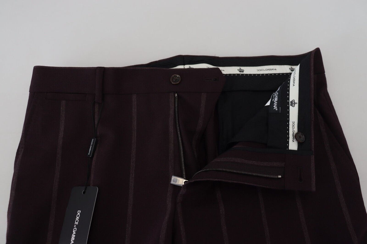 Dolce & Gabbana Brown Striped Men Trousers Cotton Pants