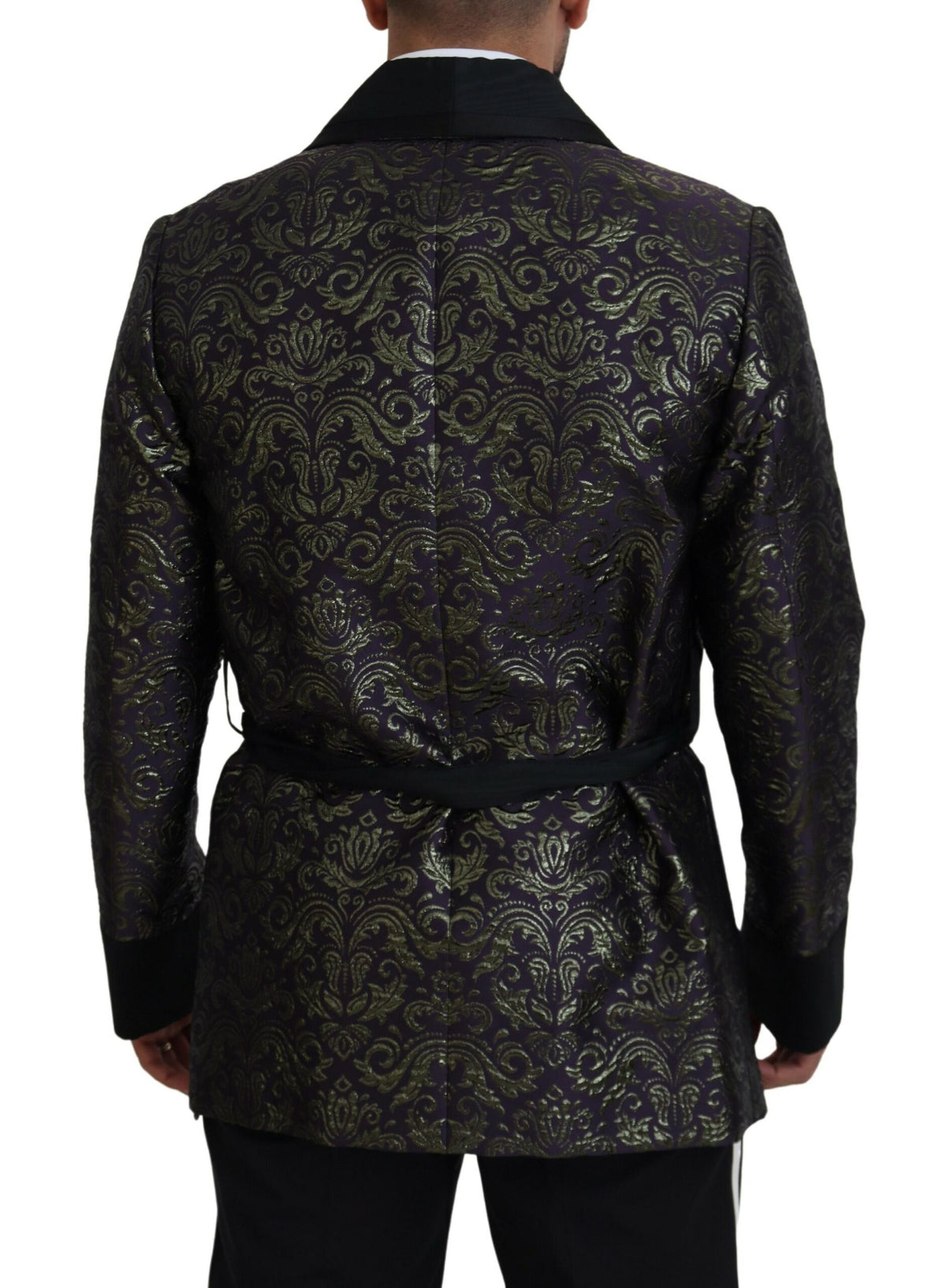 Dolce & Gabbana Dark Gray Purple Baroque Jacket Blazer Robe