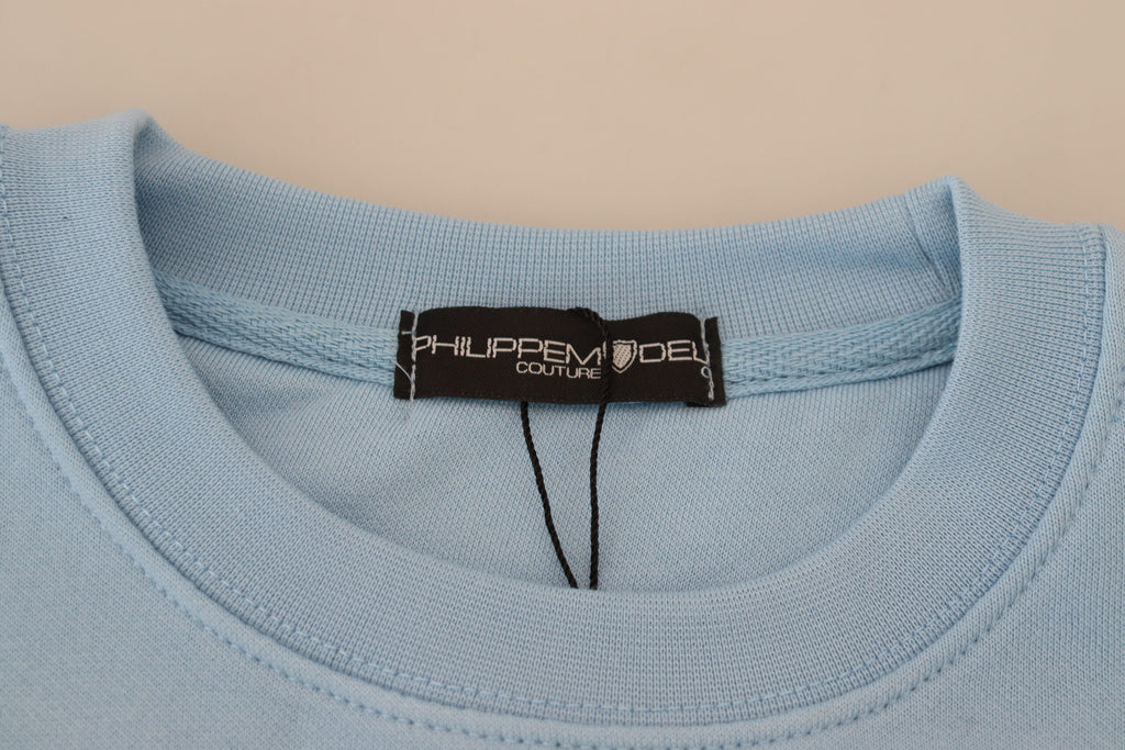 Philippe Model Light Blue Logo Printed Long Sleeves Sweater