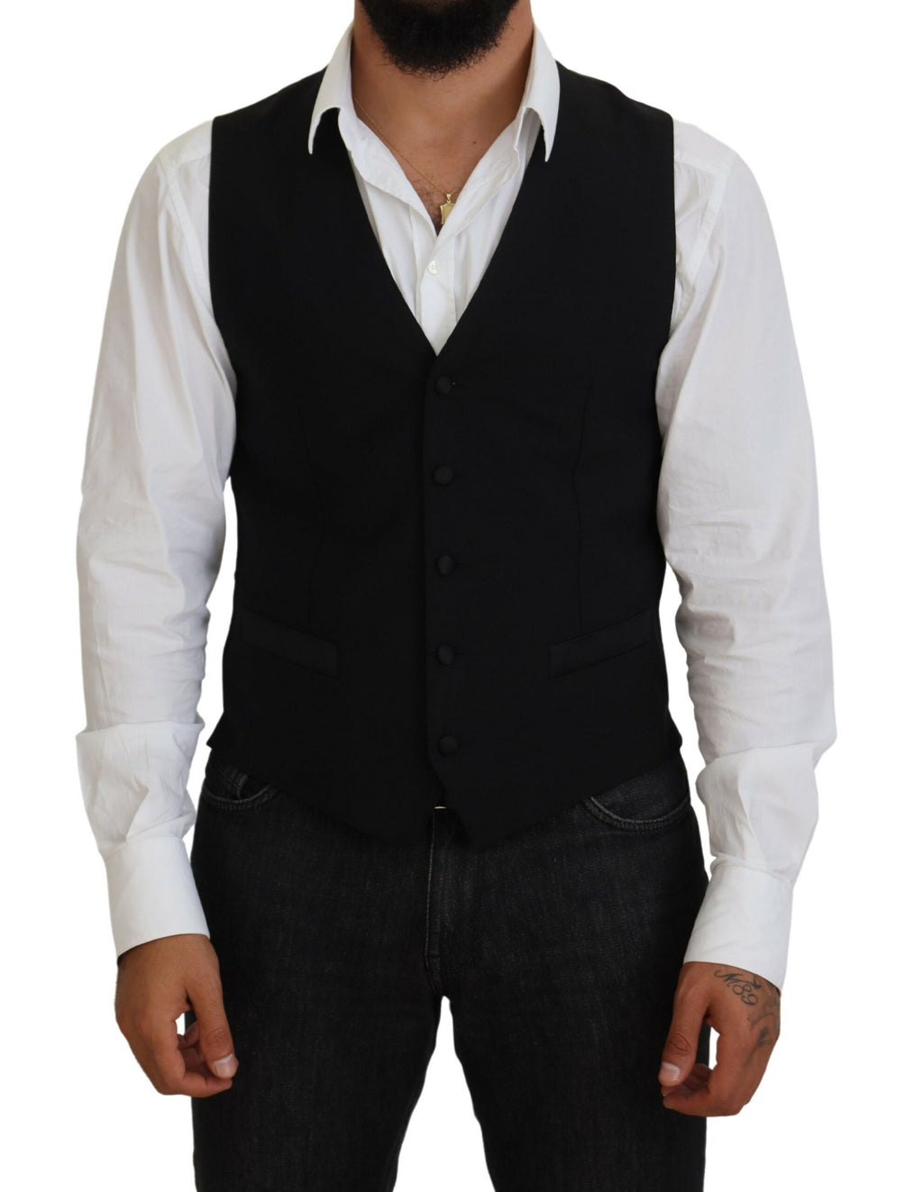 Dolce & Gabbana Dark Gray Virgin Wool Waistcoat Formal Vest