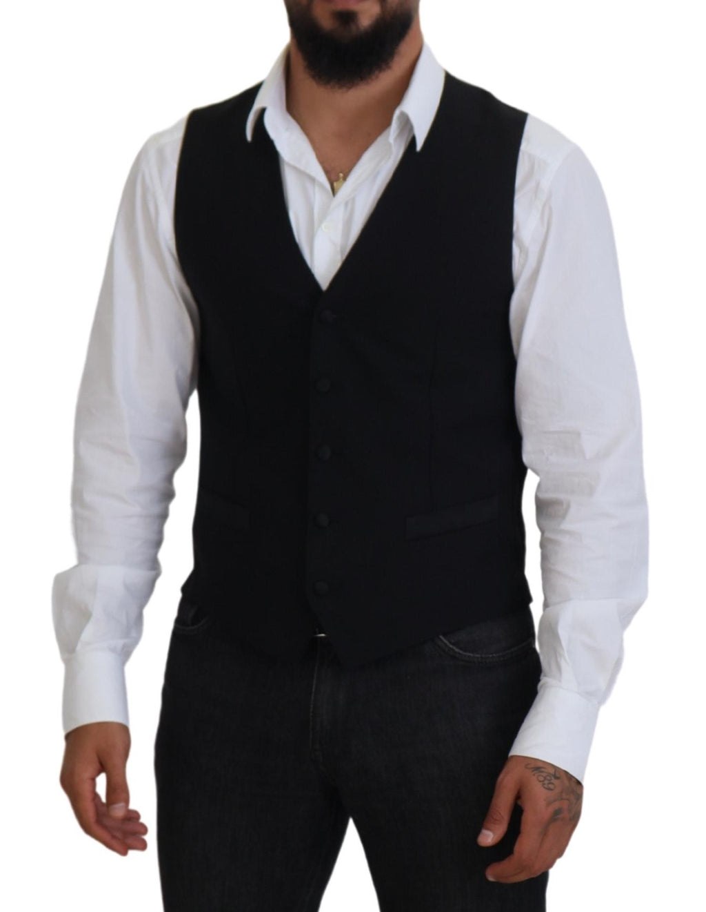 Dolce & Gabbana Dark Gray Virgin Wool Waistcoat Formal Vest