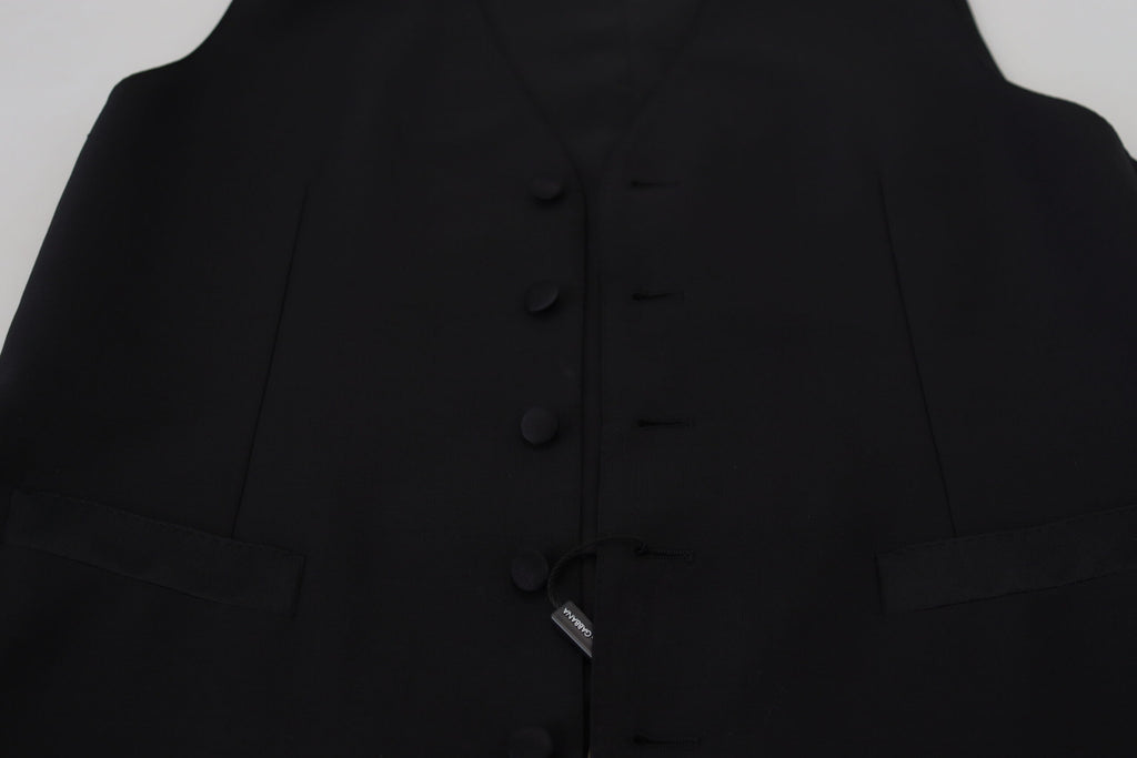 Dolce & Gabbana Dark Gray Virgin Wool Waistcoat Formal Vest