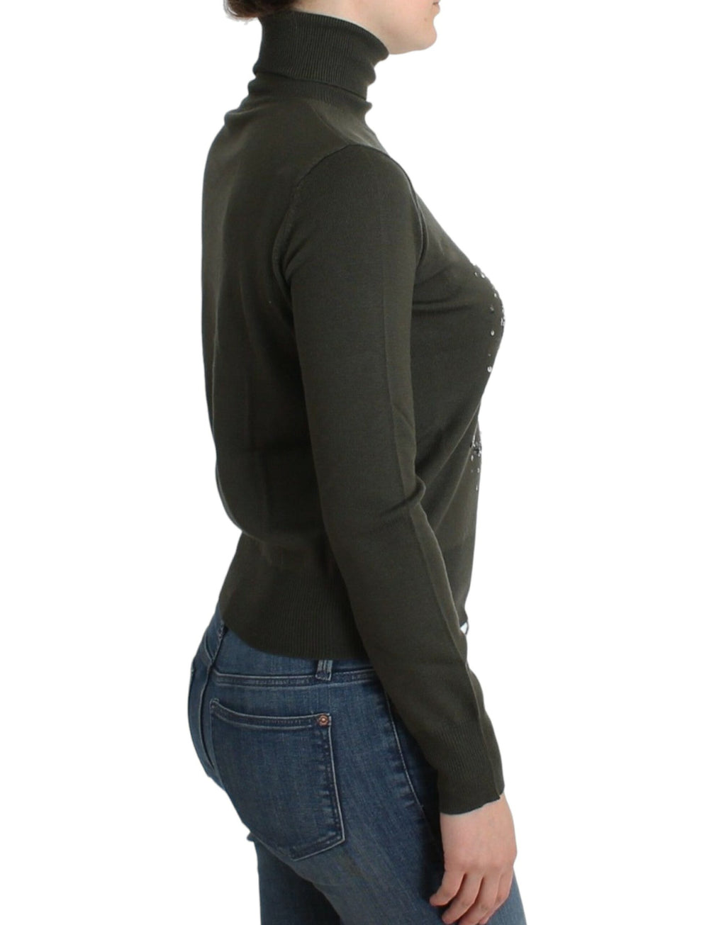 John Galliano Green wool turtleneck sweater