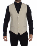 Dolce & Gabbana Beige Cotton Stretch Dress Vest Blazer