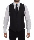 Dolce & Gabbana Gray Striped Wool Logo Vest Gilet Vests