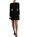 Dolce & Gabbana Black Viscose Cut Out A-line Long Sleeves Mini Dress