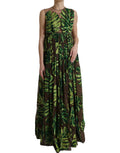 Dolce & Gabbana Green Banana Leaf Sleeveless Long Maxi Dress