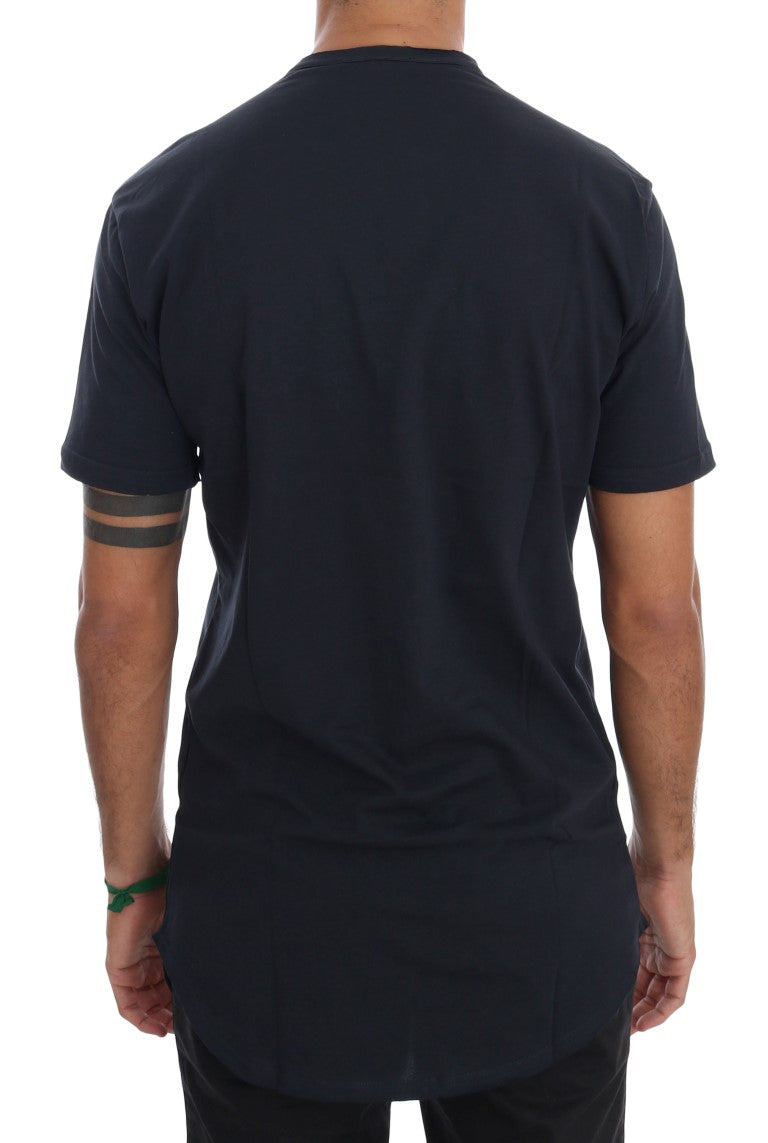 Daniele Alessandrini Blue Cotton Crewneck T-Shirt