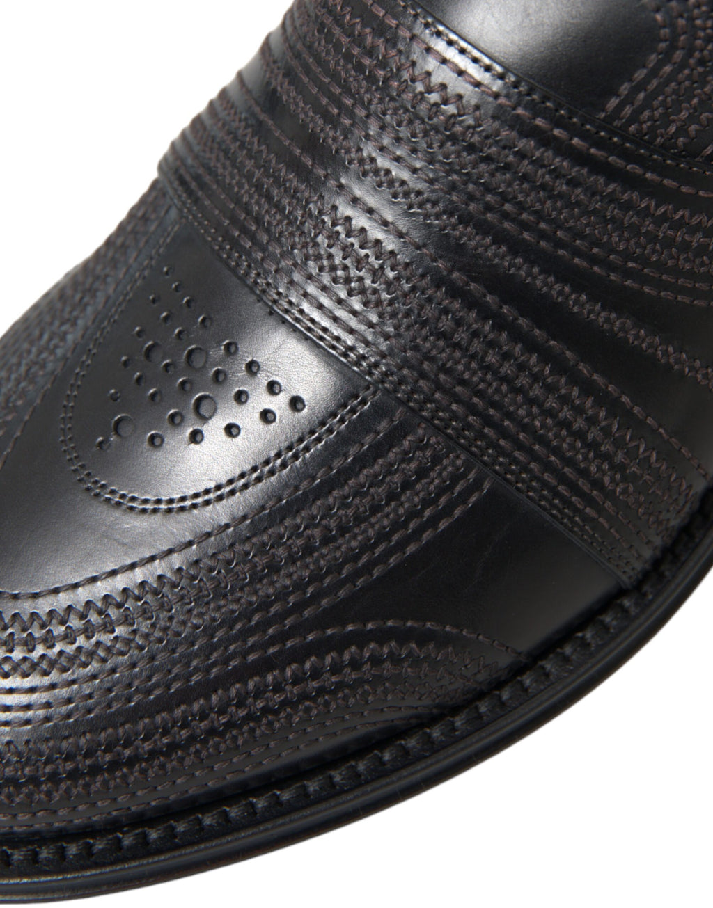 Dolce & Gabbana Black Brown Leather Loafer Men Dress Shoes