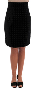 Dolce & Gabbana Dark Green Baroque Velvet Pencil Skirt