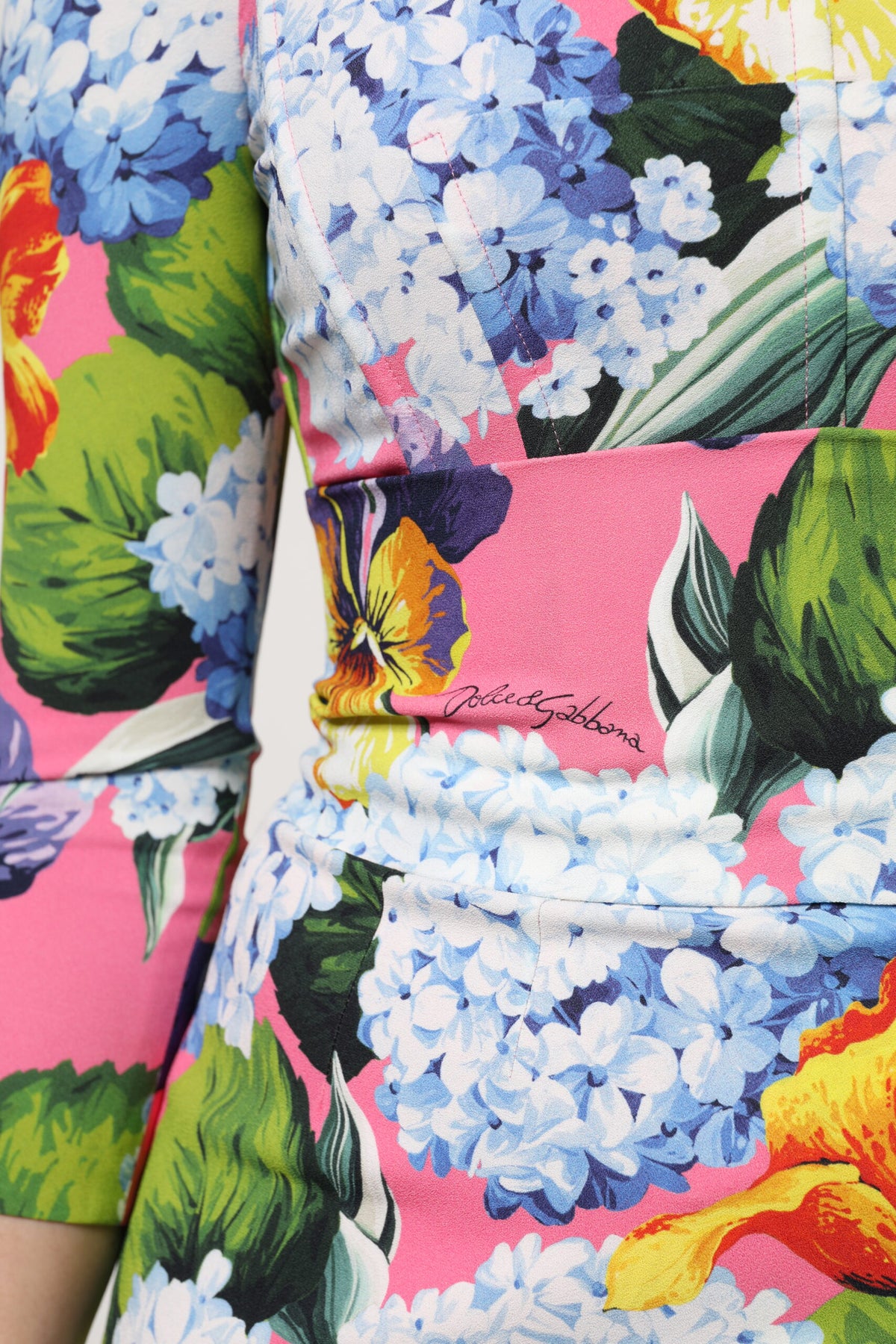 Dolce & Gabbana Multicolor Floral Side Slit Midi Dress