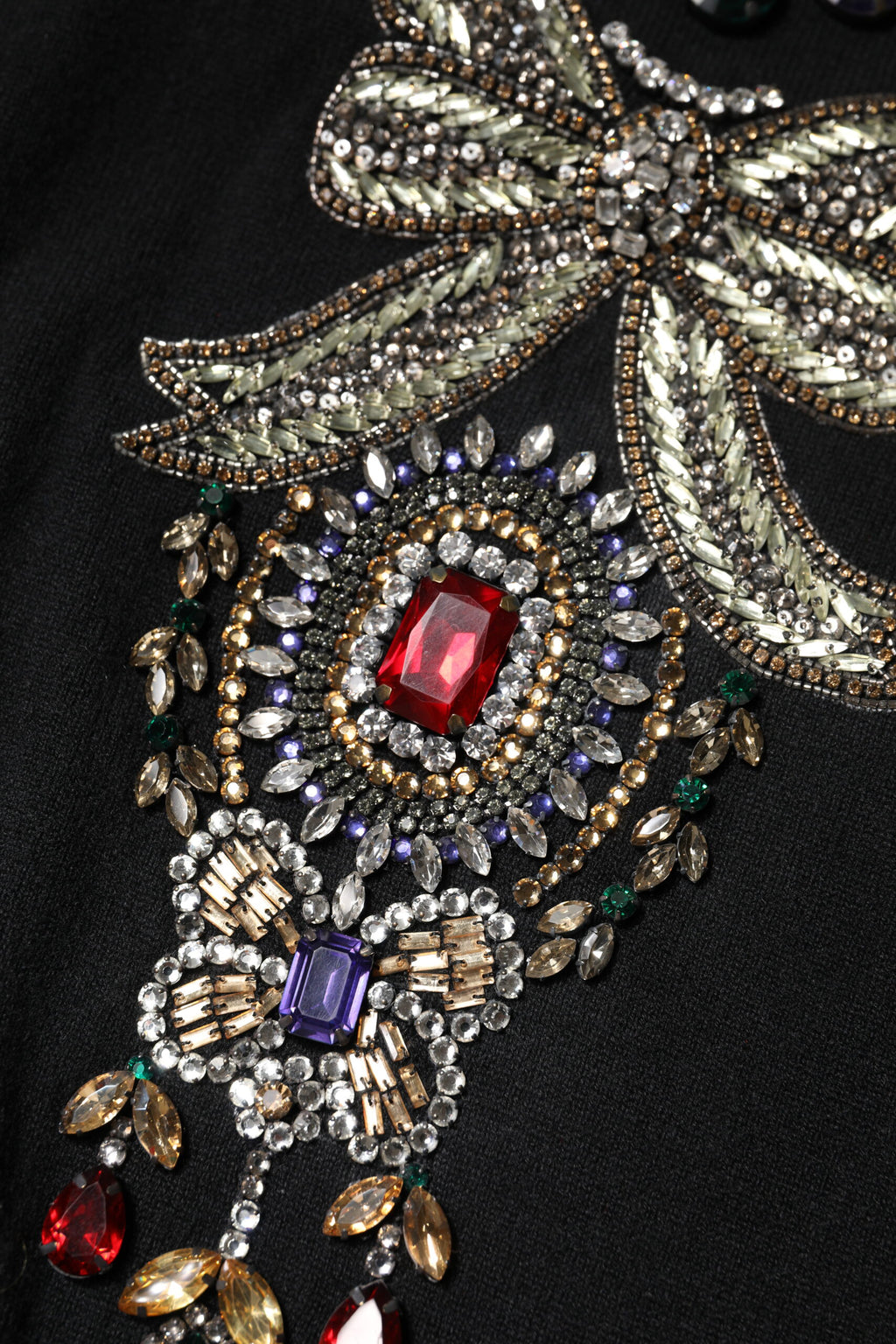Dolce & Gabbana Black Cashmere Crystal Embellished Sweater