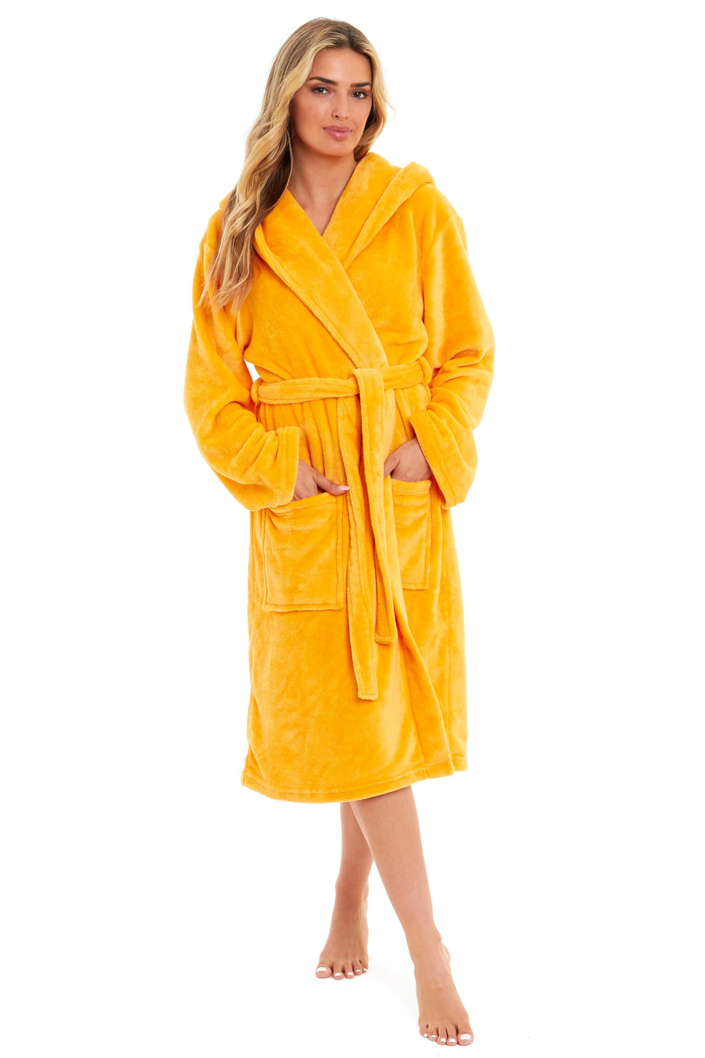 OLIVIA ROCCO Women's Hooded Plush Fleece Dressing Gown Ultra-Soft Velvet Bathrobe
