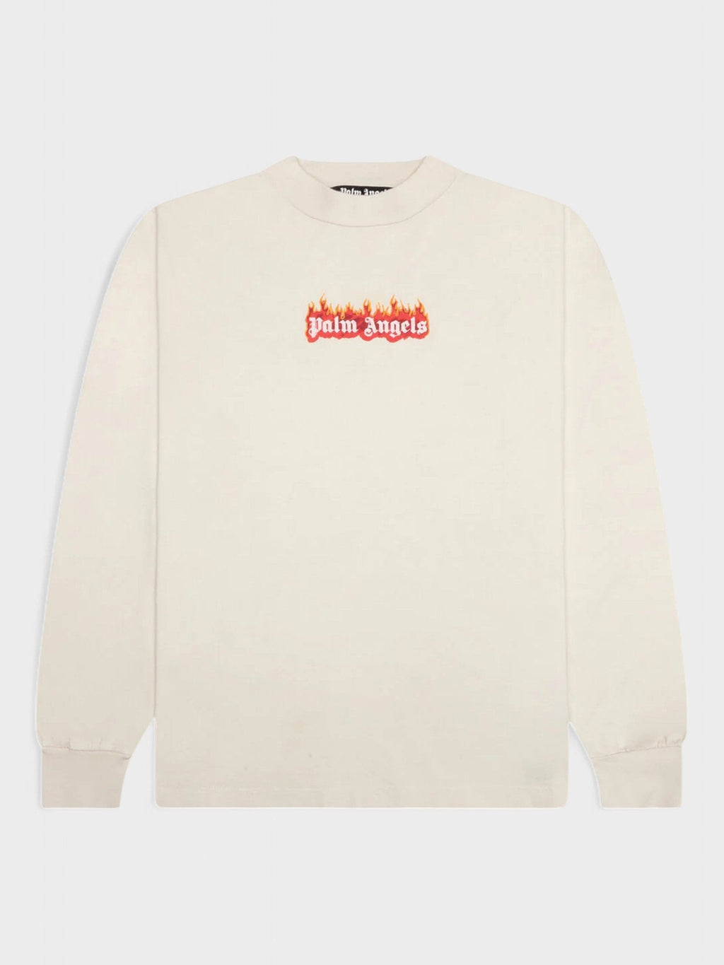 Palm Angels Burning Logo Classic Long Sleeve Shirt White