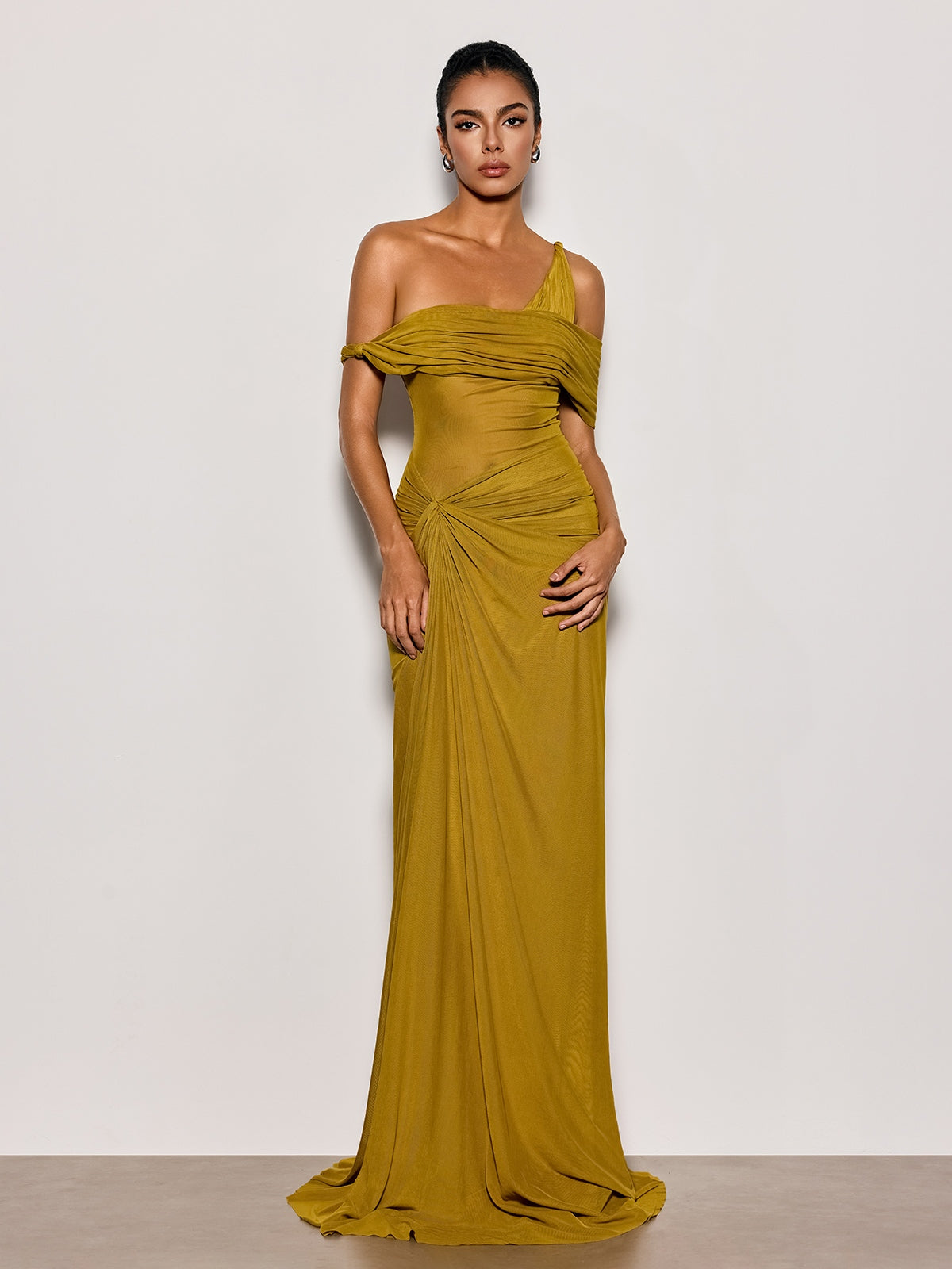 Urixa One Shoulder Ruched Maxi Dress