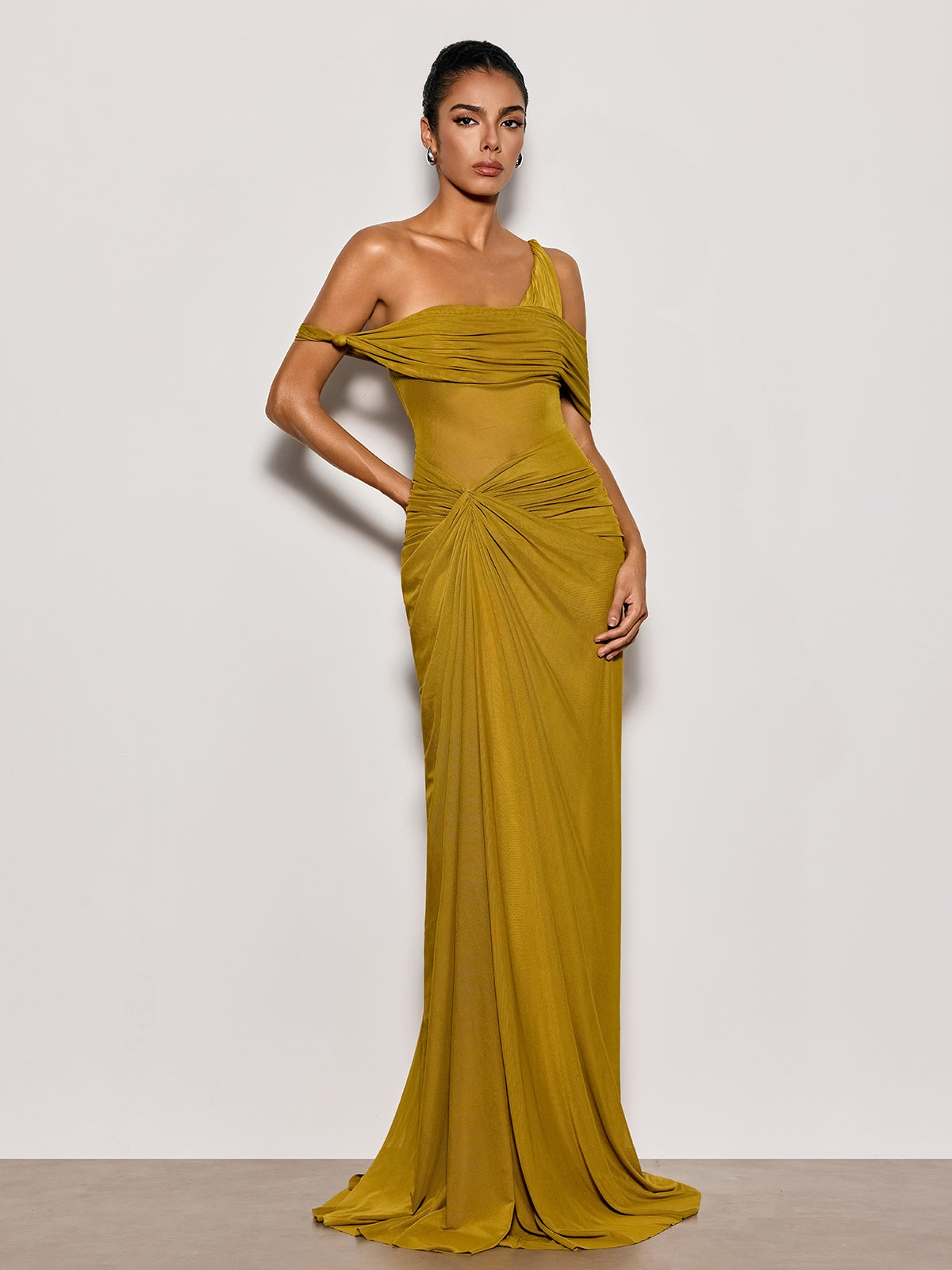 Urixa One Shoulder Ruched Maxi Dress