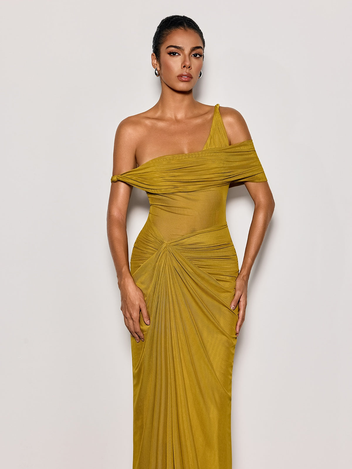 Urixa One Shoulder Ruched Maxi Dress