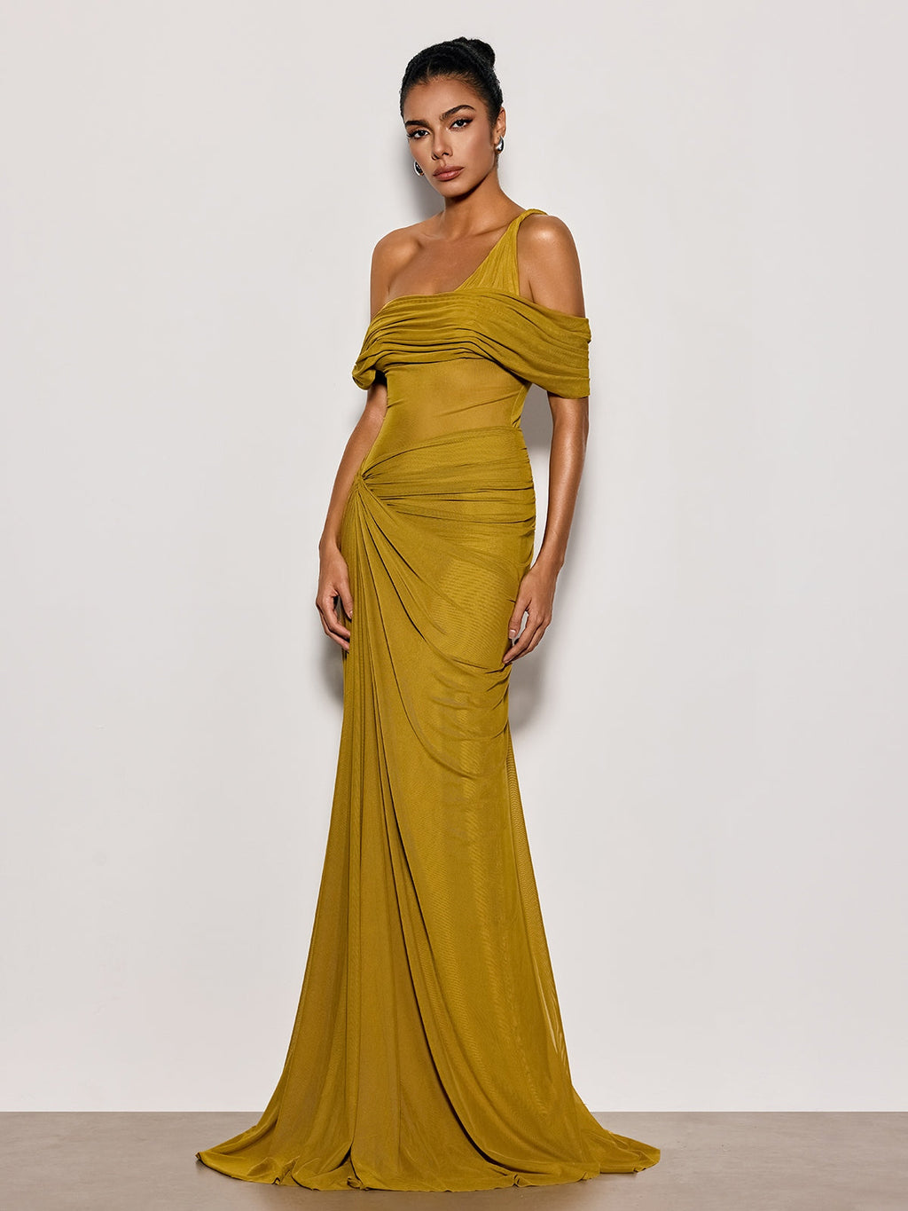 Urixa One Shoulder Ruched Maxi Dress